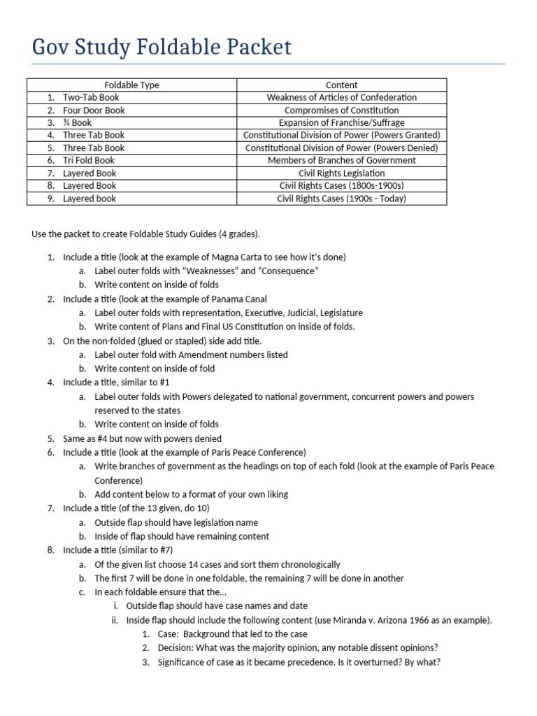 Bill of Rights Foldable Guide | PDF | United States Federal Courts ...