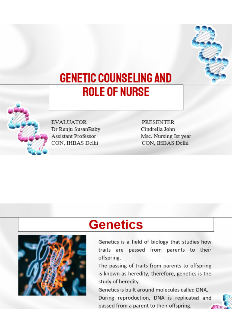Genetic Counseling and Nursing Roles | PDF | Zygosity | Genetics