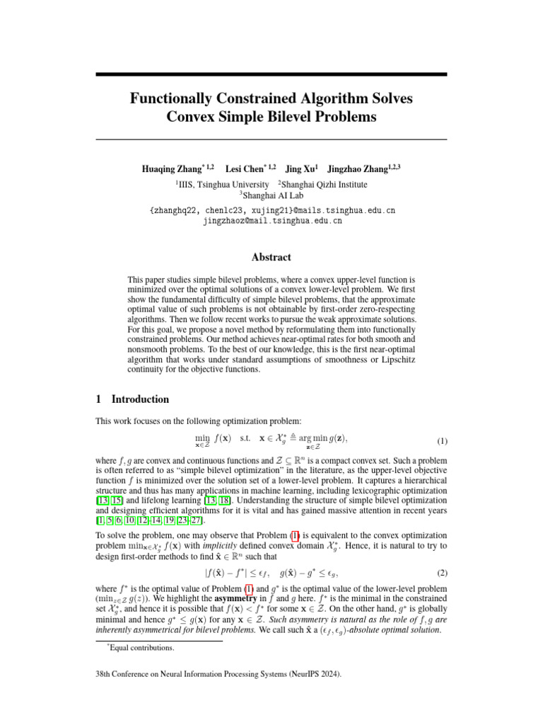 Functionally Constrained Bilevel Optimization | PDF | Mathematical ...