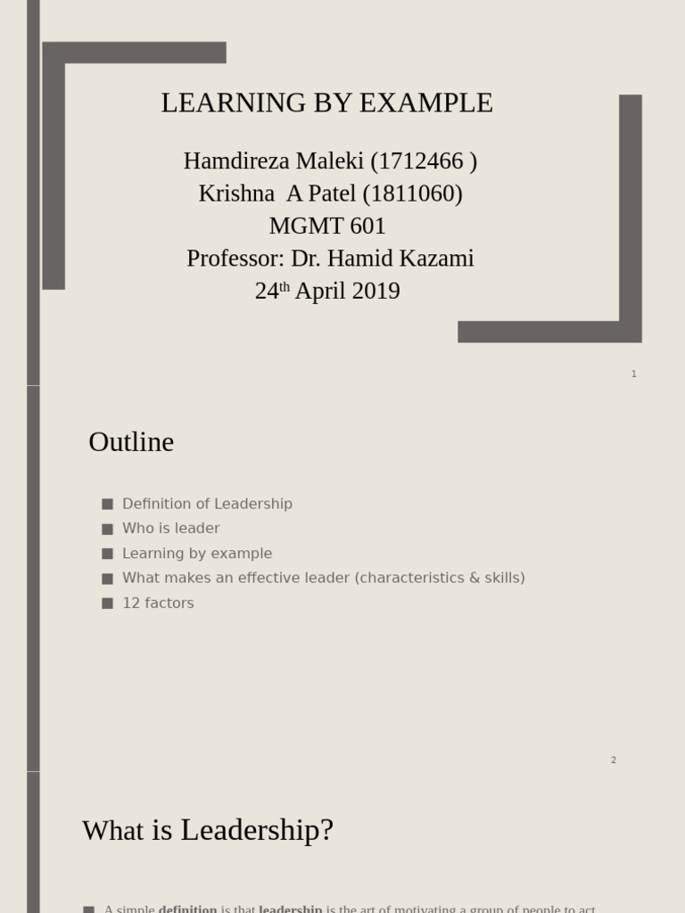 Leadership Skills and Learning by Example | PDF | Integrity | Leadership