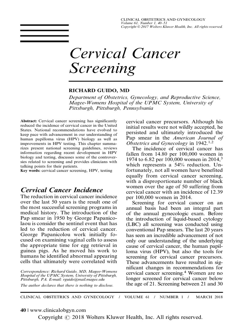 Cervical Cancer Screening Guidelines | PDF | Cervical Cancer ...