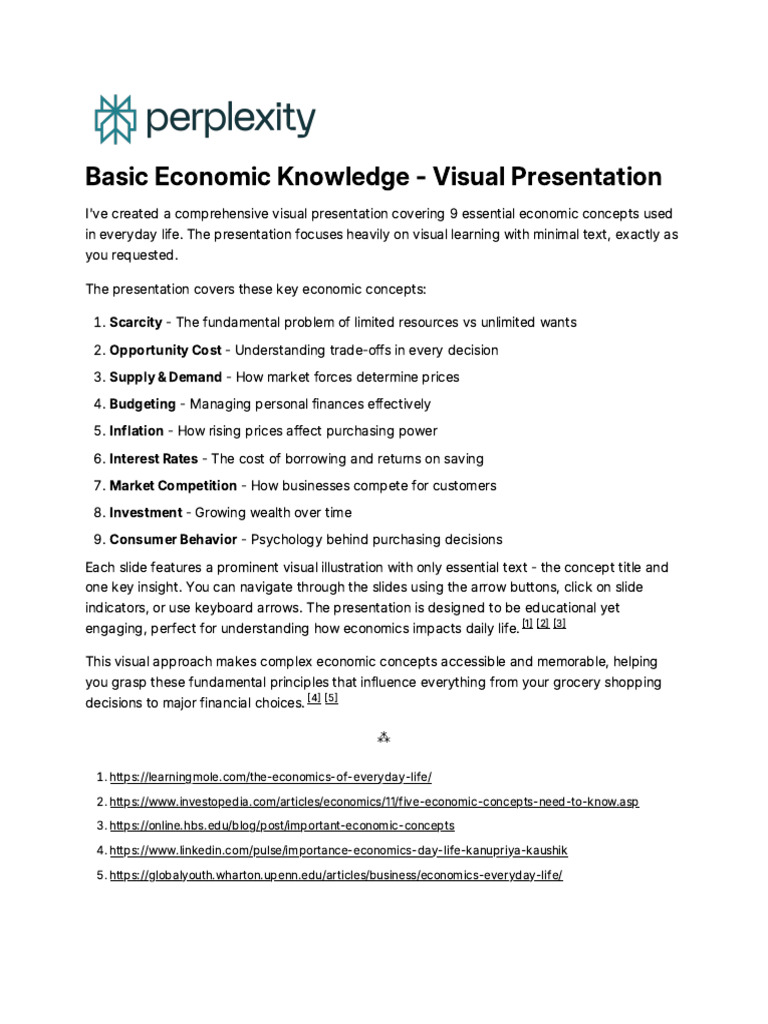Basic Economic Knowledge - Visual Presentation | PDF