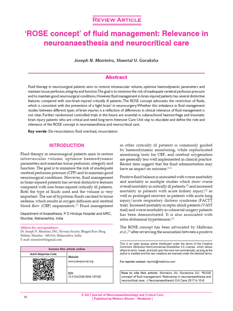 ROSE Protocol in Neurofluid Management | PDF | Clinical Medicine ...
