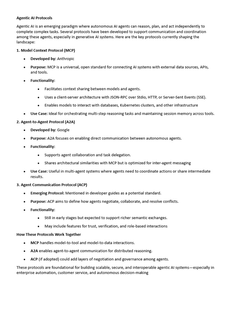 Key Agentic AI Protocols Explained | PDF