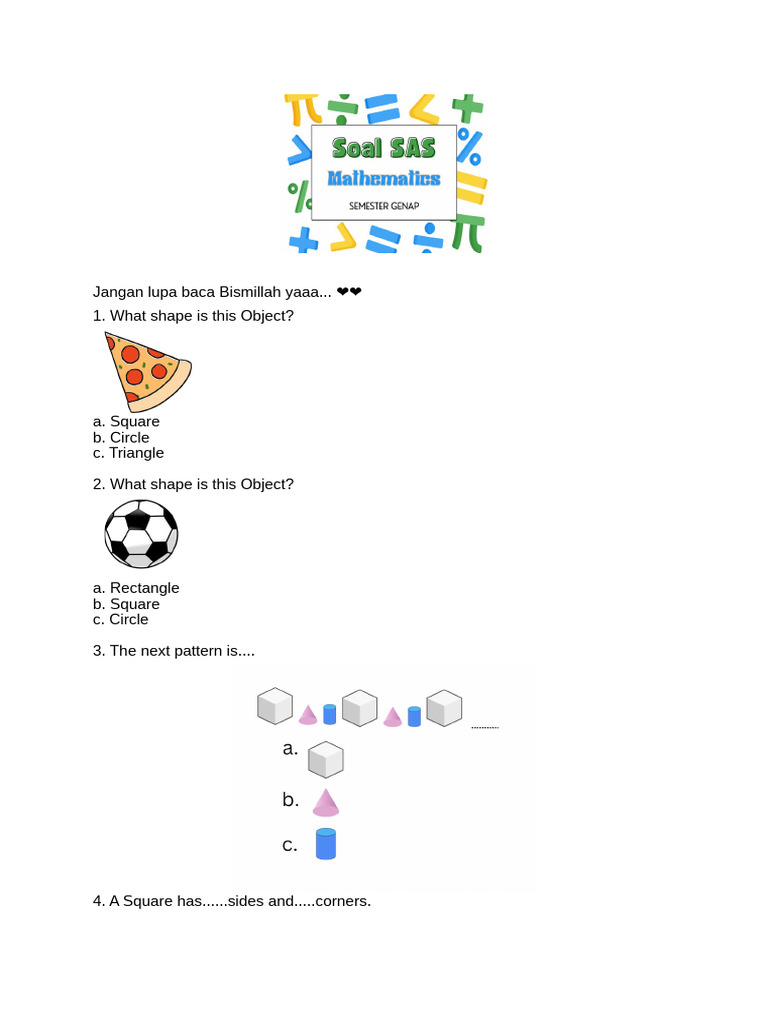 Shapes and Measurements Quiz | PDF | Shape | Chess Theory