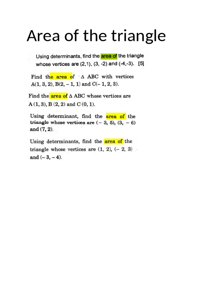 Area of The Triangle | PDF