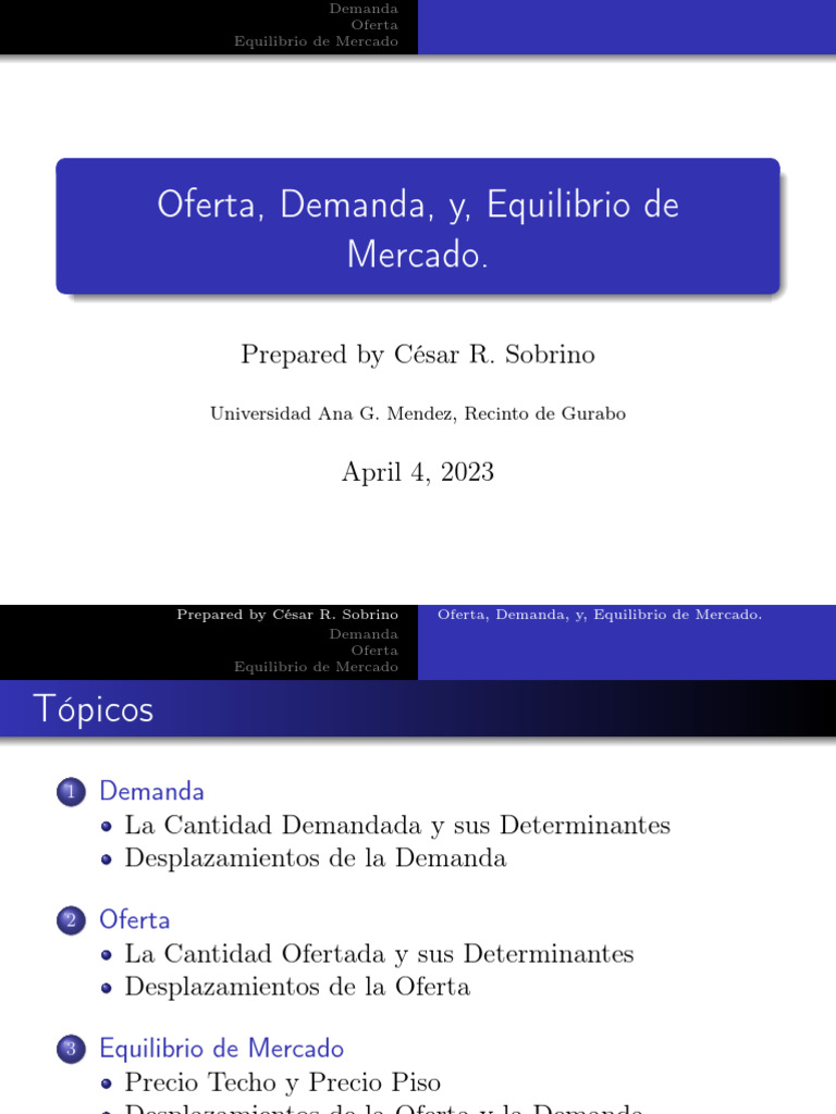 Oferta y Demanda: Equilibrio de Mercado | PDF | Oferta (economía ...