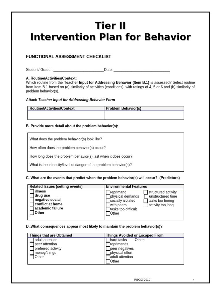 Behavior Intervention Plan Template | PDF | Behavior | Reinforcement