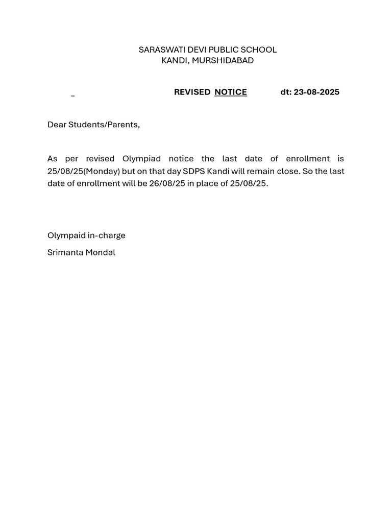Revised Notice DT: 23-08-2025 | PDF