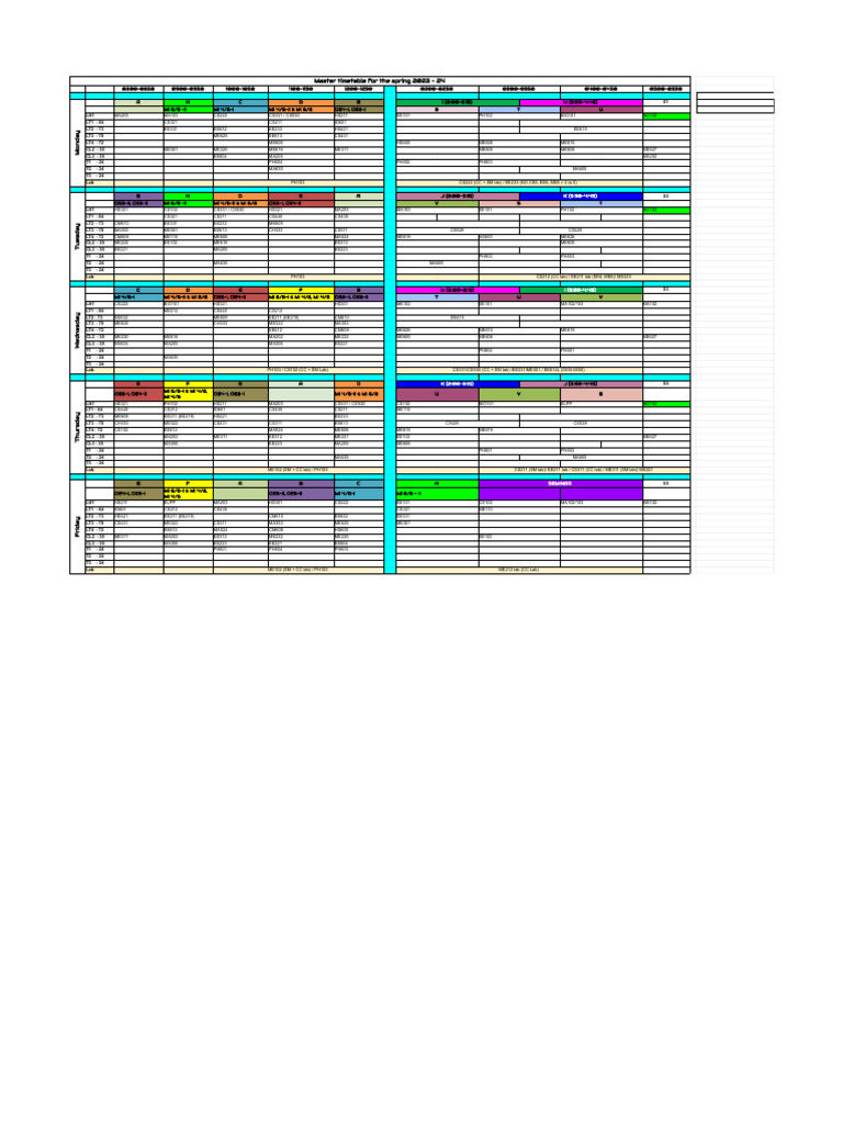 Spring 2023-24 Master Timetable | PDF | Equations | Algebra