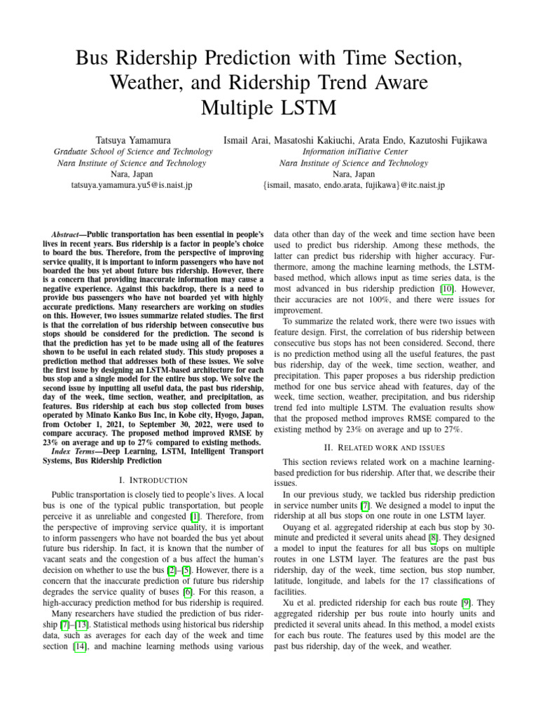 Bus Ridership Prediction Using LSTM | PDF | Applied Mathematics