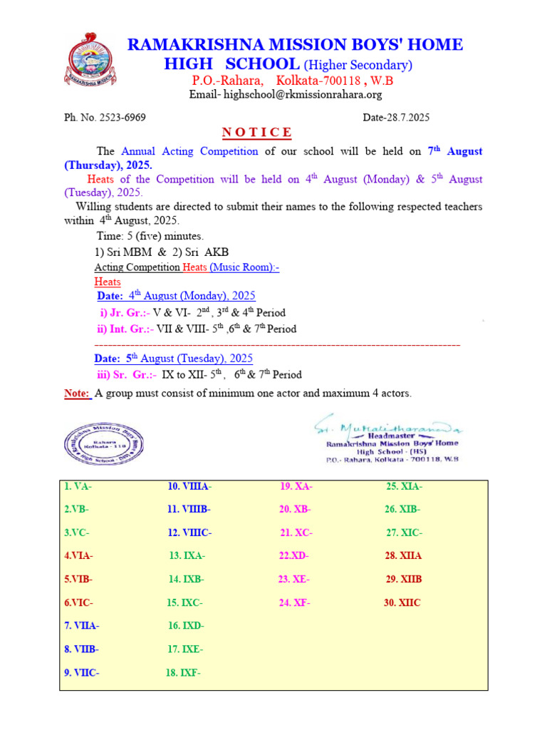 Annual Acting Competition Notice 2025 | PDF