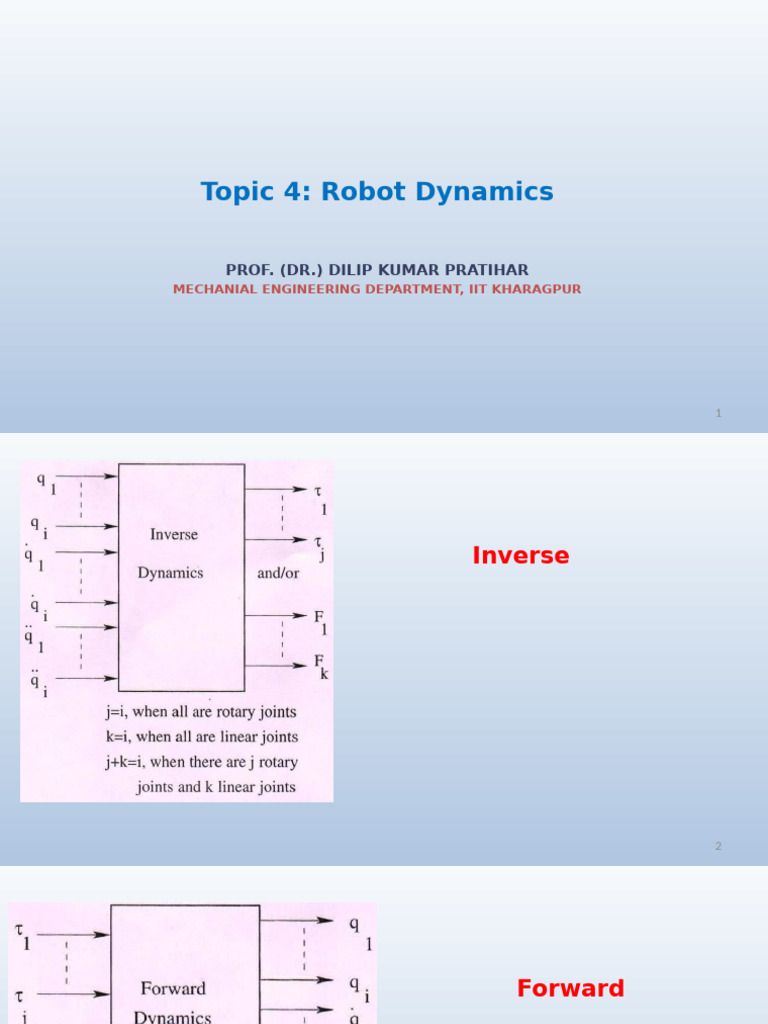 Robot Dynamics: Inverse and Forward Analysis | PDF | Lagrangian ...