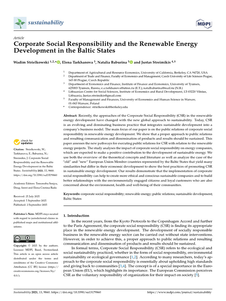 Corporate Social Responsibility and The Renewable | PDF | Corporate ...