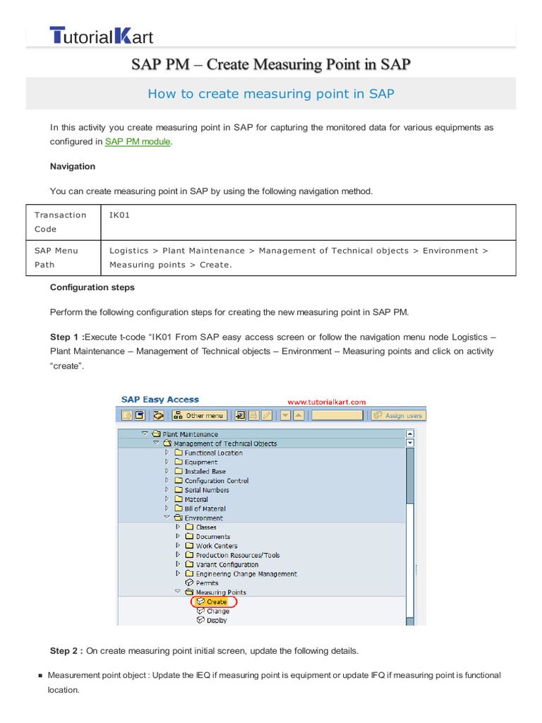 Create Measuring Point in SAP PM | PDF | Logistics | Computer Science