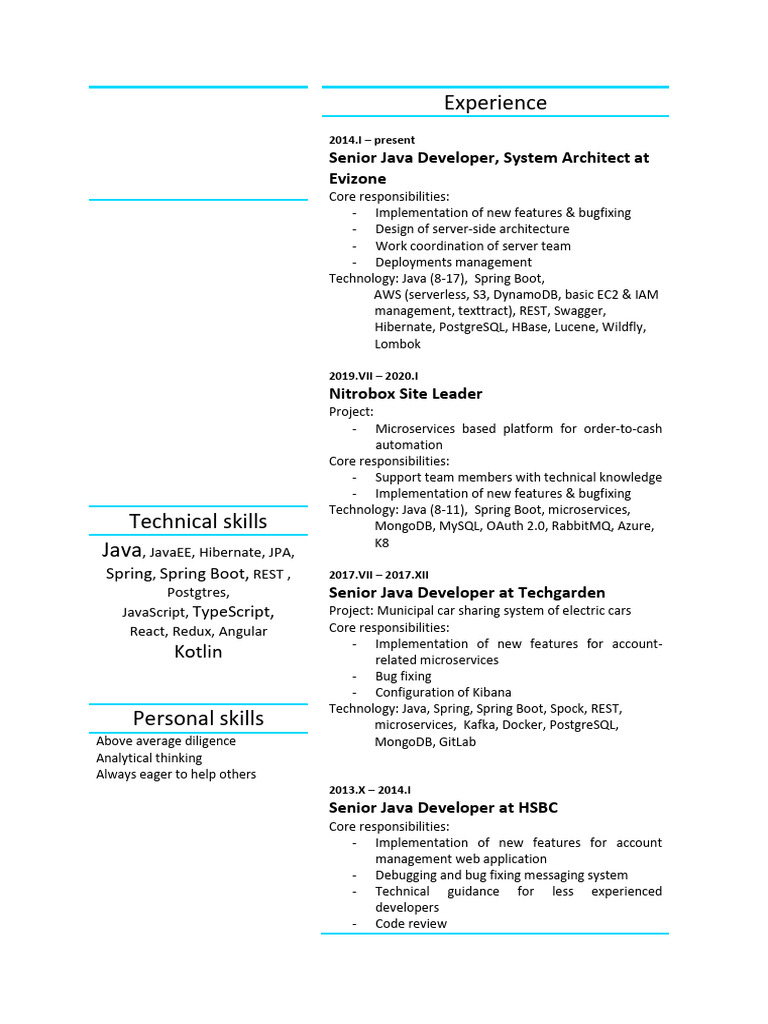Senior Java Developer Resume Overview | PDF | Java (Programming ...