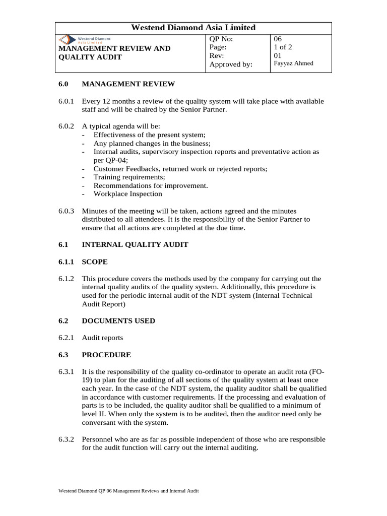Quality Audit and Management Review Guide | PDF | Audit | Auditor's Report