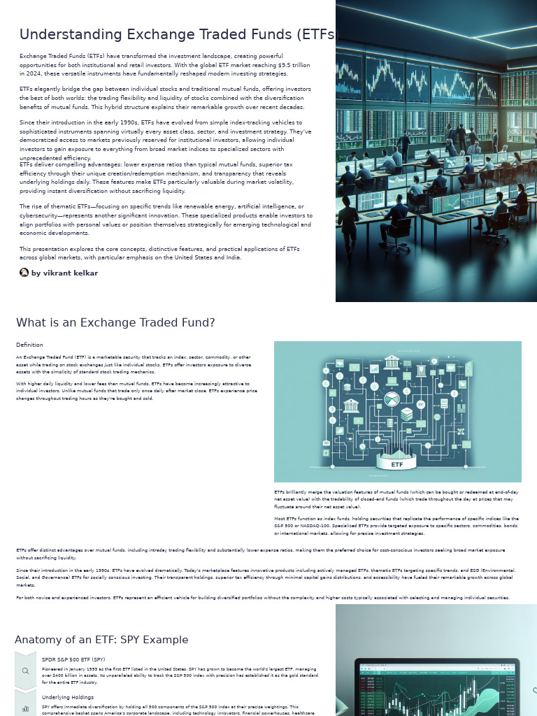 Understanding Exchange Traded Funds ETFs | PDF | Exchange Traded Fund |  Investment Fund