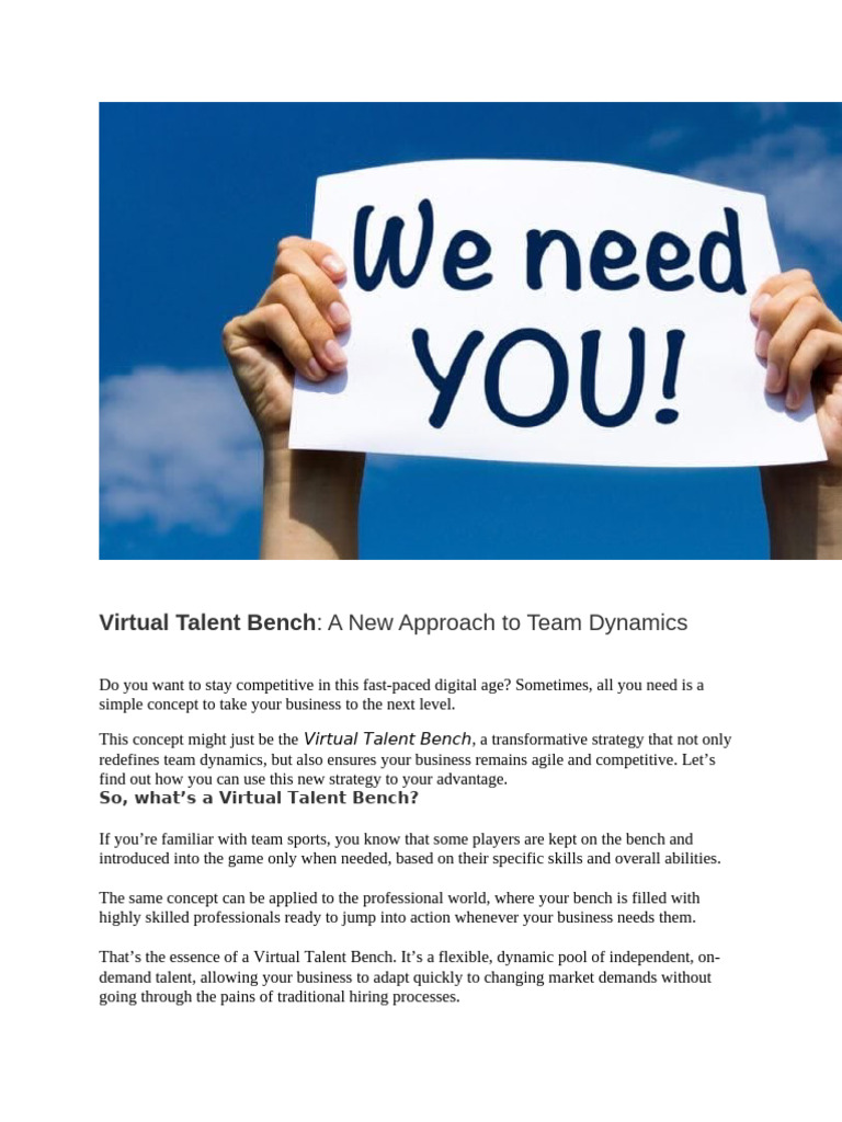 Virtual Talent Bench for Agile Teams | PDF | Recruitment | Business