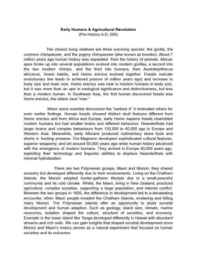 Evolution of Early Humans and Societies | PDF | Homo | Human