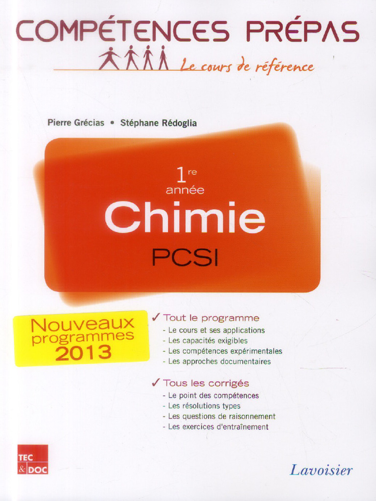 Livre Chimie - 1re Année - PCSI - Compétences Prépas | PDF