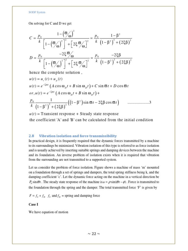 Vibration Isolation and Transmissibility Analysis | PDF | Force | Mechanics