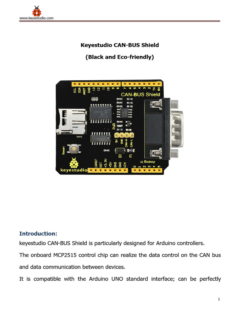 Keyestudio CAN-BUS Shield Overview | PDF | Resistor | Arduino