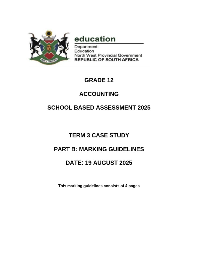 Grade 12 Accounting Term 3 Case Study | PDF | Credit | Finance & Money ...