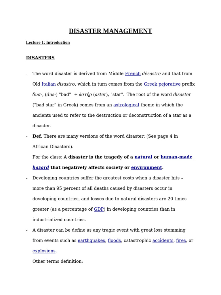 Introduction to Disaster Management | PDF | Natural Disasters | Hazards