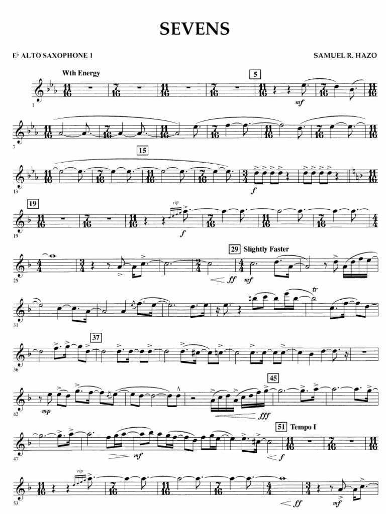 Sevens: Saxophone Pieces by Samuel R. Hazo | PDF | Saxophone | Musicology