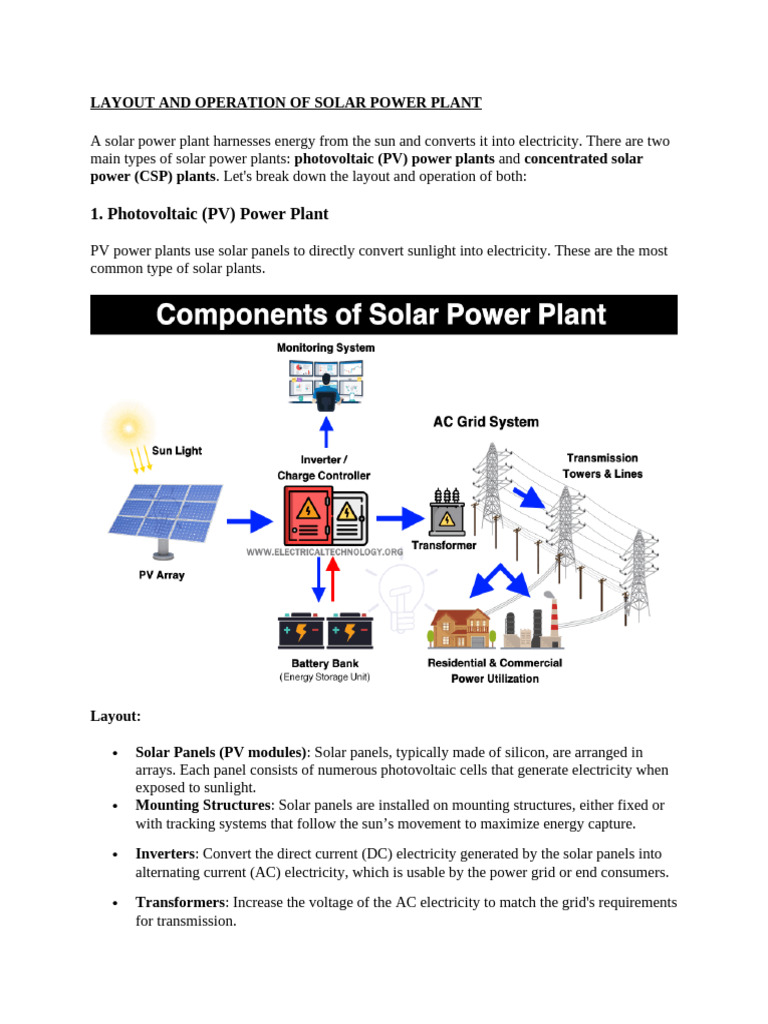 Solar Power Plant Layout and Operation | PDF | Photovoltaic System | Solar  Power