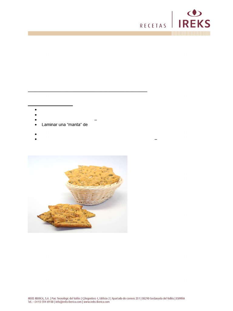 Receta de Crackers REX CHÍA | PDF