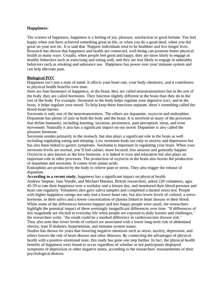 The Science and Impact of Happiness | PDF | Well Being | Happiness