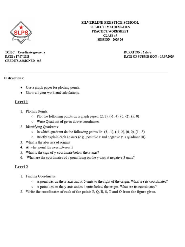 25-26 - Worksheet Coordinate Geometry | PDF | Cartesian Coordinate ...
