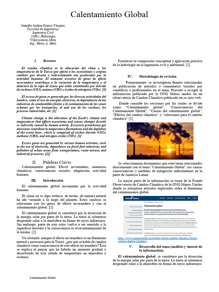 Calentamiento Global | PDF | Gases de efecto invernadero | Cambio climático
