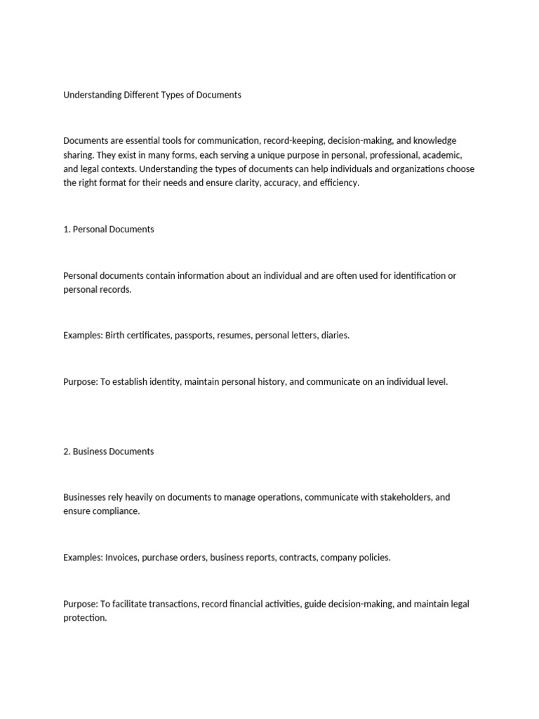 Types of Documents Explained | PDF | Identity Document | Balance Sheet