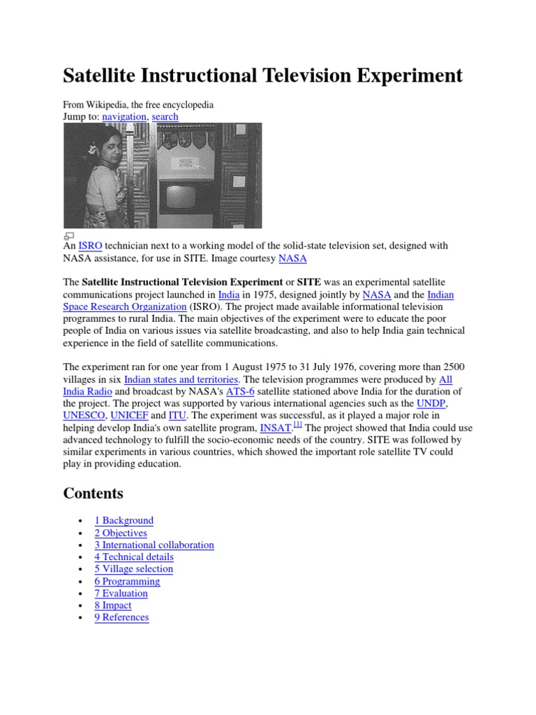 Satellite Instructional Television Experiment | PDF | Broadcasting ...