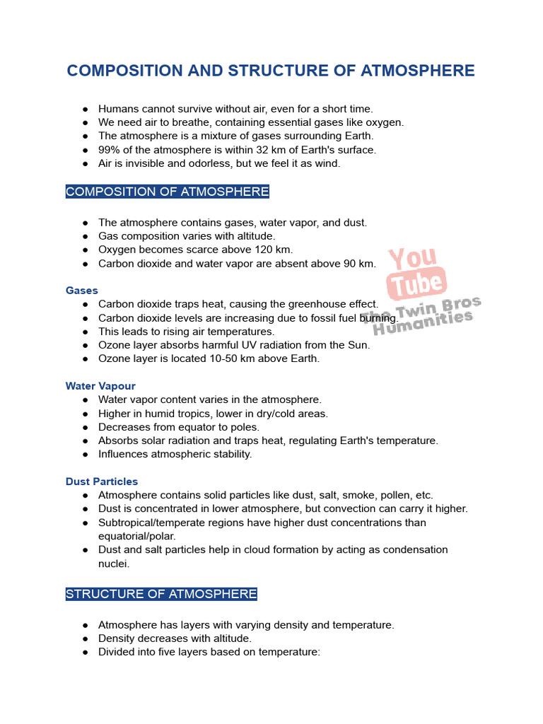 Composition and Structure of Atmosphere | PDF | Atmosphere Of Earth ...