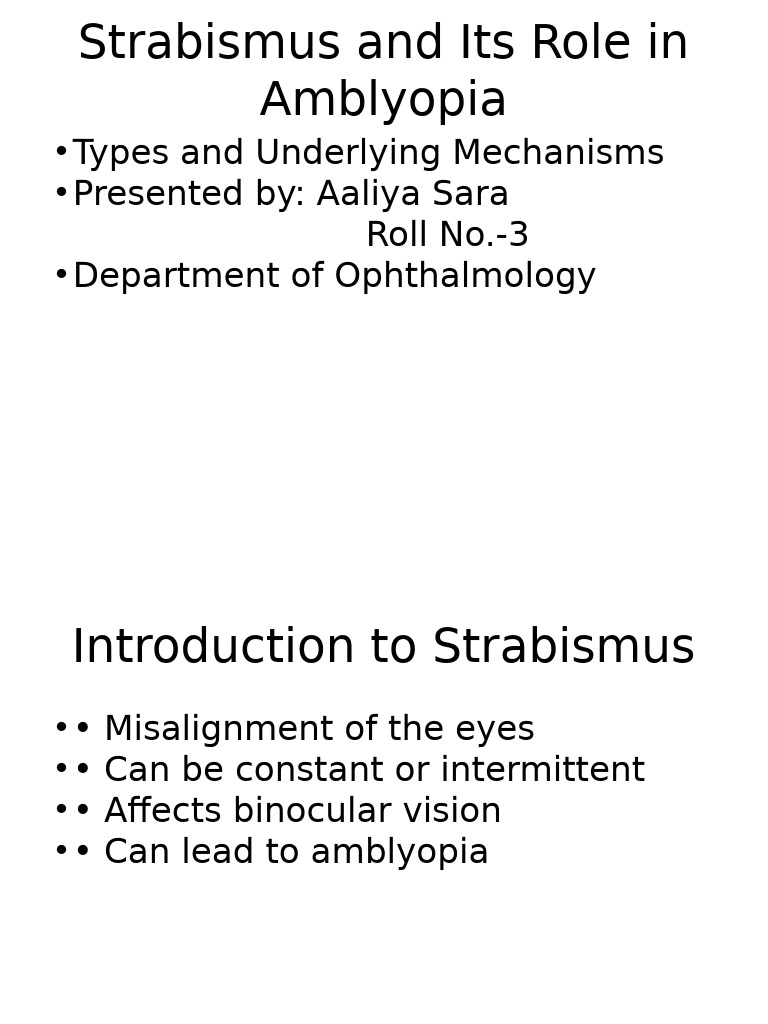 Strabismus and Amblyopia Presentation | PDF