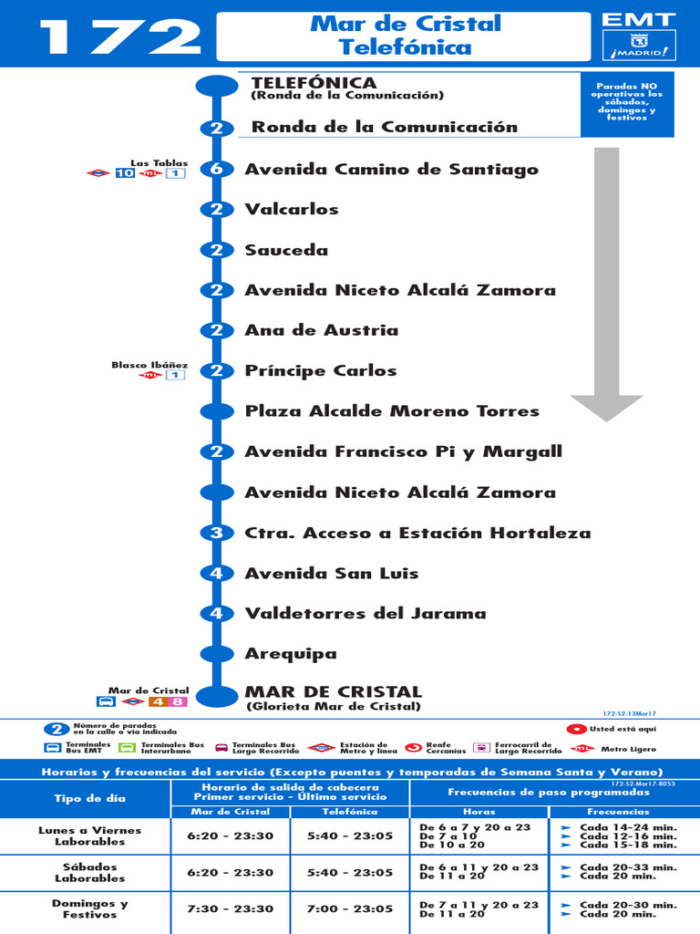 Horarios y Paradas Línea 172 EMT | PDF | Transporte ferroviario de ...