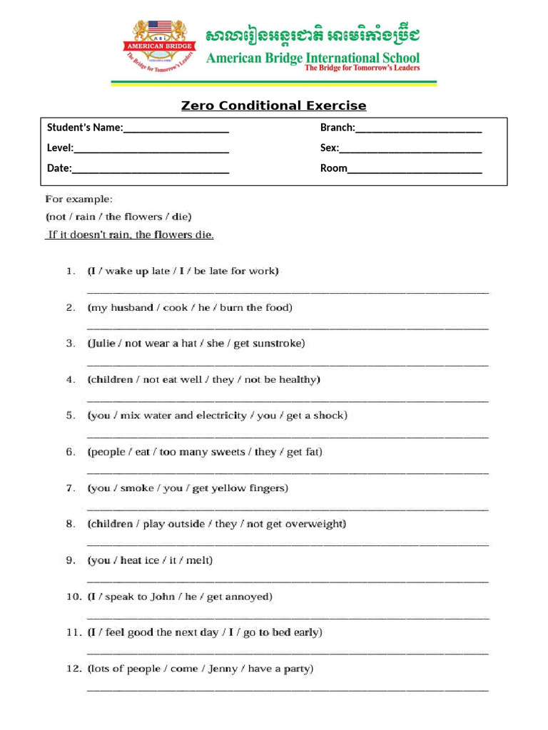 0 Conditional Worksheet | PDF