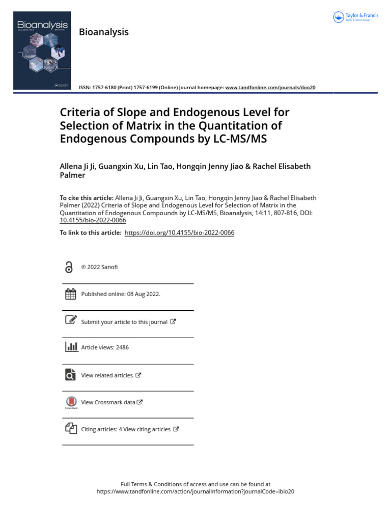 LC-MS/MS Matrix Selection Criteria | PDF | Assay | Analysis