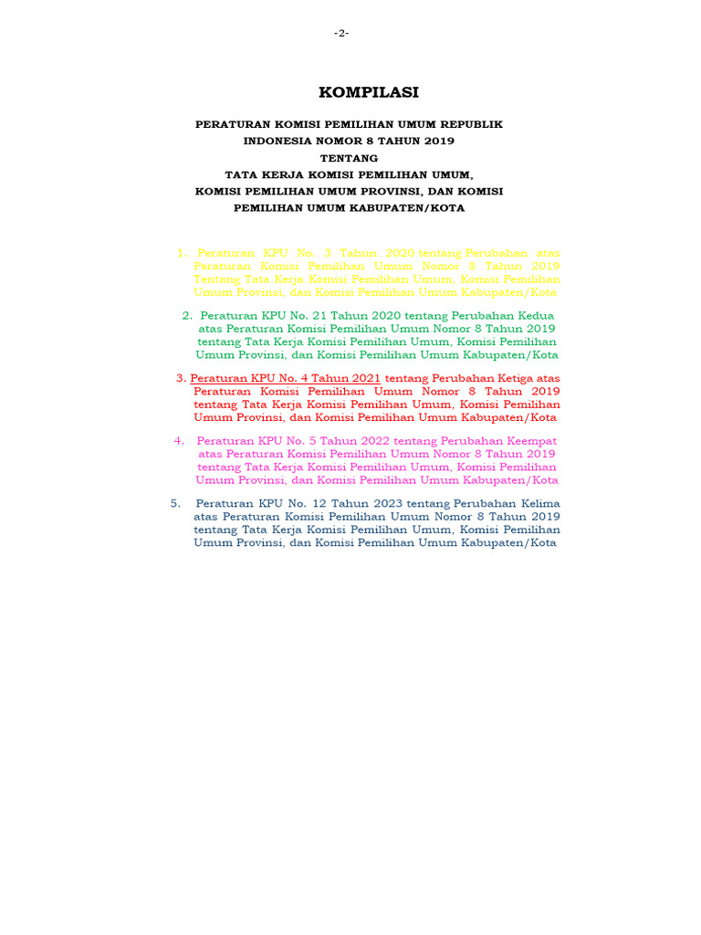 PKPU No 8 Tahun 2019 tentang KPU | PDF