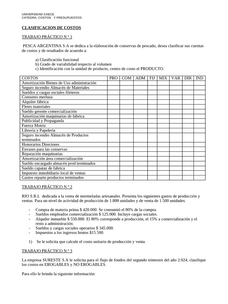 Clasificación y Cálculo de Costos Empresariales | PDF | Presupuesto