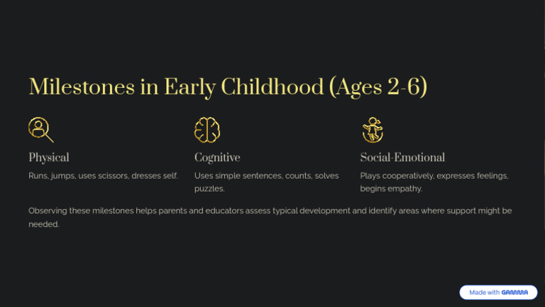 Milestones in Early Childhood Ages 2 6 | PDF