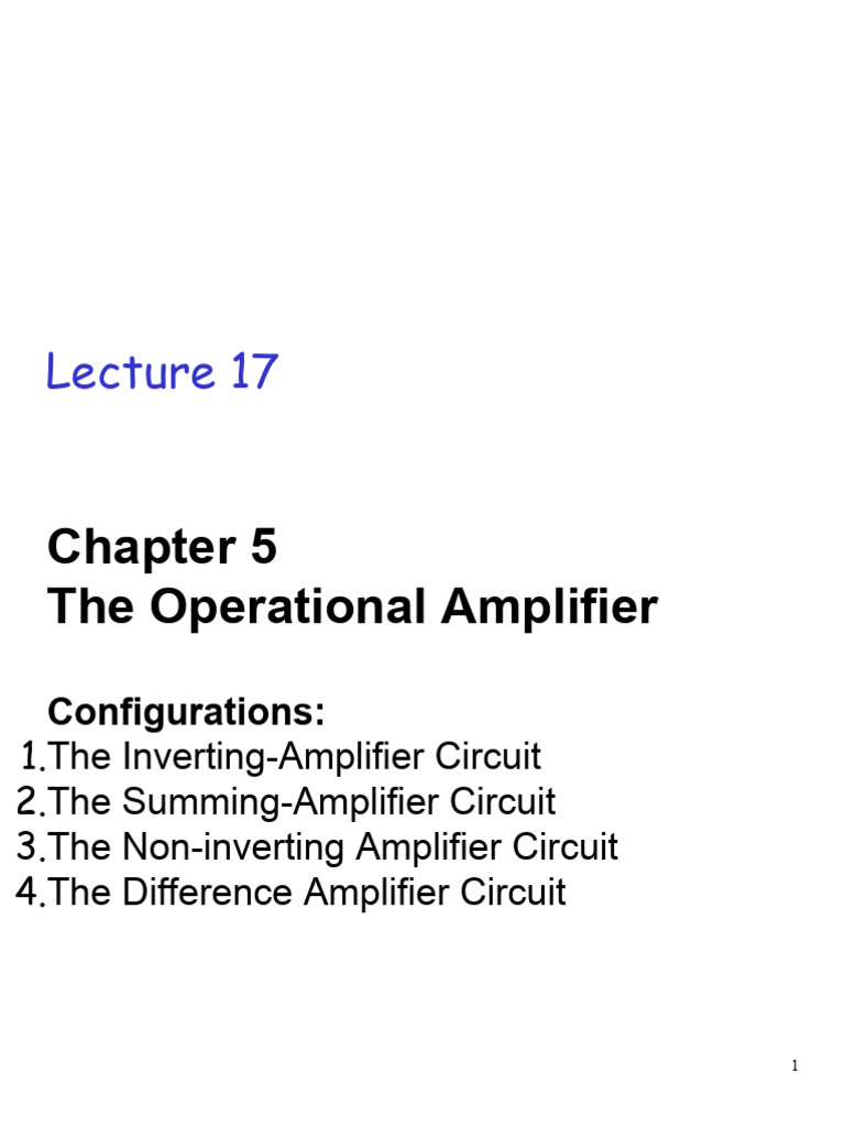 Lecture 17 | PDF | Operational Amplifier | Amplifier
