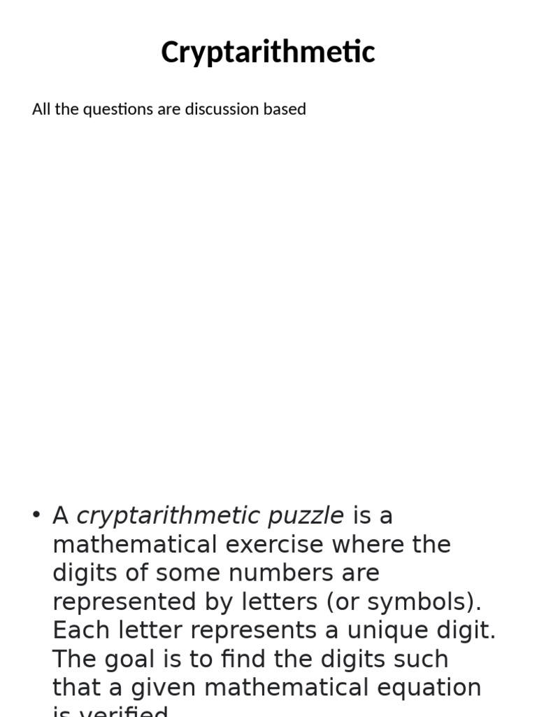 Crypto Arithmetic - Complete | PDF | Multiplication | Discrete Mathematics