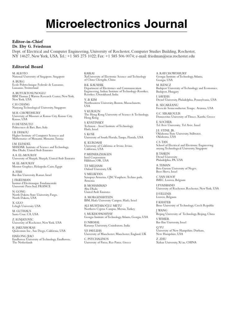 Global Contributors to Microelectronics Journal | PDF | Computing