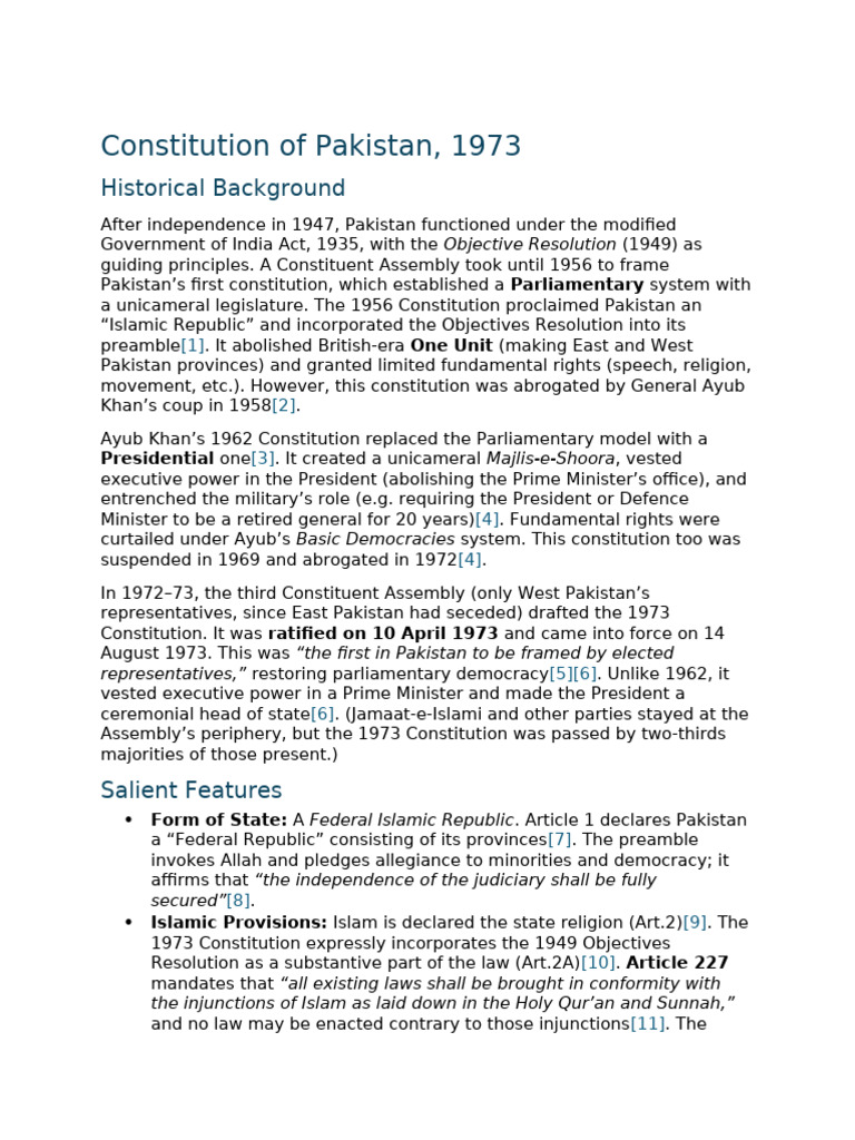 Overview of Pakistan's 1973 Constitution | PDF | Federally Administered ...