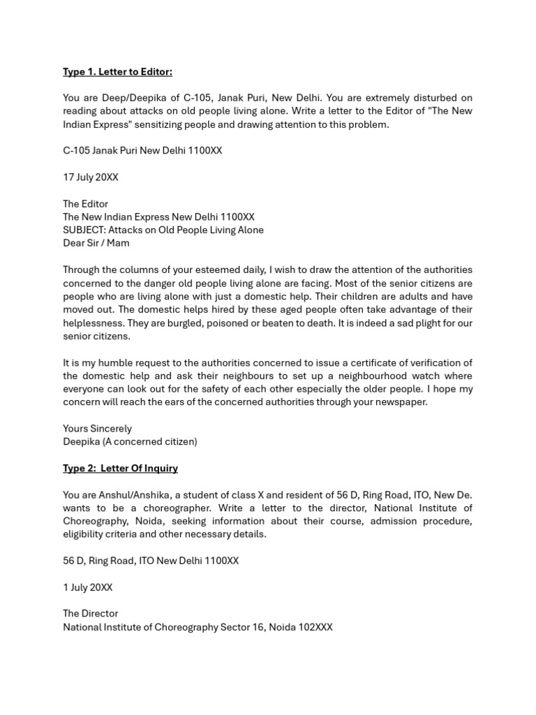 Letters Addressing Community Issues | PDF
